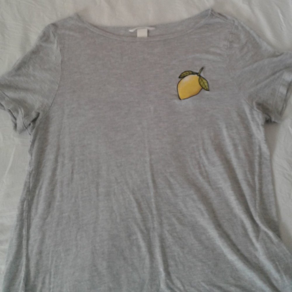 H&M Brand T-Shirt with Lemon Embroidery